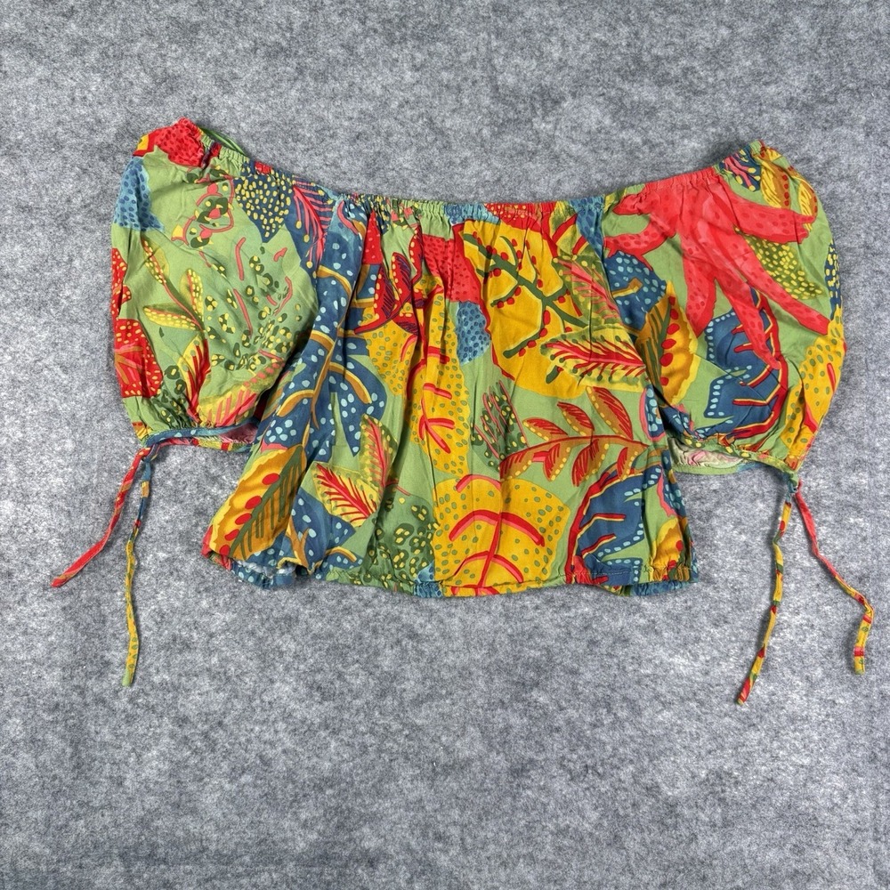CHRISTIAN SORIANO Tropical Crop Top Women's Size L Boho Coastal Cowgirl - Picture 3 of 9
